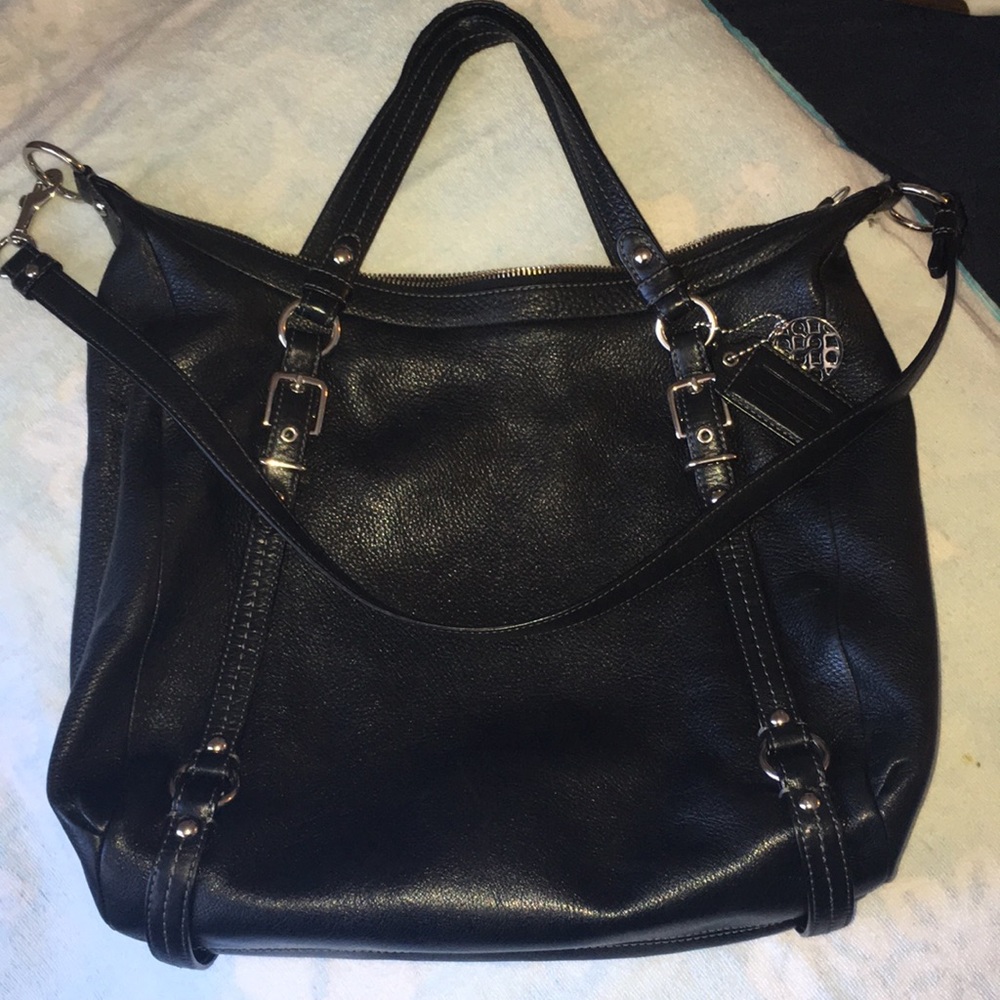 Large COACH black leather handbag (purse)